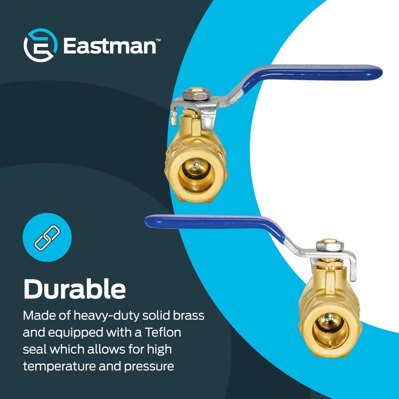 Eastman 1/2 Inch Compression Heavy Duty Full Port Ball Valve, Brass Plumbing Fitting, 20096LF - Image 4